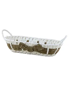 Cos paine din paie de hartie cu fundita maro 30x15x7 cm 