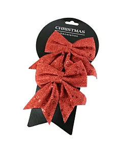 Set 2 fundita cu glitter 13 cm Rosu