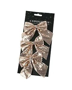 Set 3 fundita cu paiete Rosegold 10 cm