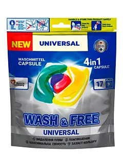 Wash&Free Detergent Capsule 17 buc 4in1 Universal