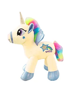 Jucarie de plus Unicorn Cu Aripi De Inger 60 cm Galben