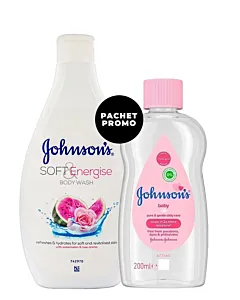 PROMO Johnson's Gel de dus 400 ml+Johnson's Baby Ulei 200 ml Roz