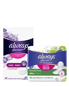 Always Discreet Absorbante zilnice pentru incontinenta 44 buc Normal +Absorbante 16 buc Small Plus