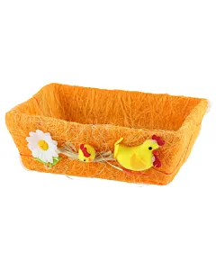 Cos sisal decorat cu pui 20x16x7 cm Diferite culori