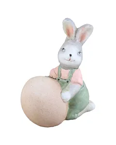 Figurina Iepuras din ceramica, cu ou 13 cm