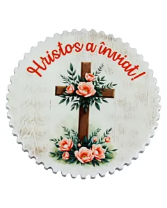 Magnet din ceramica Hristos a inviat, 7 cm