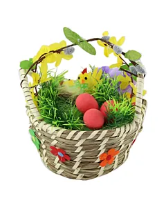 Cos decorativ de Paste cu pui si oua 16 cm