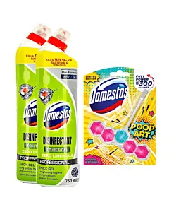 Pachet Promo 2x Domestos Gel curatat Wc+ Odorizant cu bile GRATIS