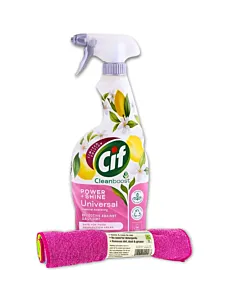 Promo Cif Solutie Curatat multisuprafete cu pompa 750 ml +TidyZ Lavete microfibra 3 buc GRATIS