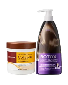 Pachet KORMESIC – șampon Botox & Keratină 1 L + mască de păr cu colagen 500 ml