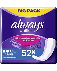Always Absorbante subțiri zilnice 52 buc Daily Protect Long – protecție discretă și confort zilnic