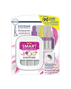 Febreze Aparat odorizant cameră priză + Rezervă 3Volution 20 ml Lily Blossom – parfum floral elegant și prospețime 90 zile