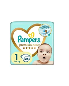 Pampers Scutece nr.1 2-5 kg 26 buc Premium Care – protecție și confort delicat pentru nou-născuți