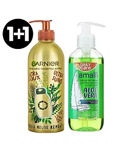 Promo Amalfi Săpun lichid 300 ml Aloe Vera + GRATIS recipient Garnier reutilizabil – curățare blândă și eco-friendly