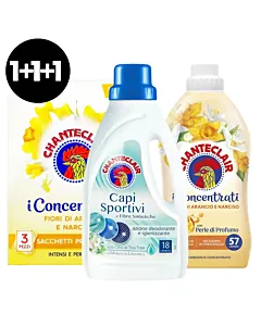 Promo Chante Clair – detergent Capi Sportivi, balsam Fiori di Arancio e Narciso și săculeți parfumați – îngrijire completă și parfum floral de durată