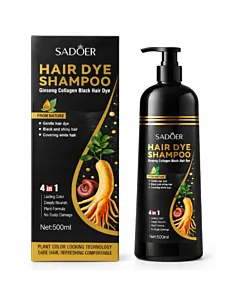 Sadoer Sampon pentru colorarea parului (cu ginseng si colagen) 500 ml 4in1 Natural Black
