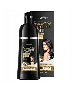 Sadoer Sampon pentru colorarea parului (cu ulei de cocos) 500 ml 3in1 Natural Black