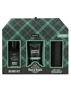 Sence Collection set pentru barba & par:Sampon&Gel de dus+Ulei+ Pieptan 100+120 ml Oak Scent