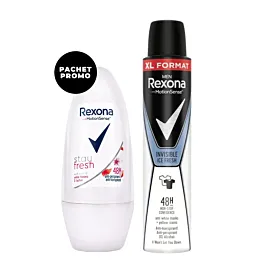 PROMO Rexona Spray deodorant barbati 200 ml Invisible+Rexona Roll-on Femei 50 ml Stay Fresh