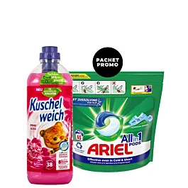 PROMO Ariel Detergent Capsule 65 buc All in 1 Mountain Spring+Kuschelweich Balsam de rufe 1L 