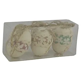 Set 3 oua decorate pentru Pasti, Design cu flori