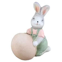 Figurina Iepuras din ceramica, cu ou 13 cm