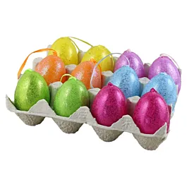 Set 12 oua din plastic 6 cm cu cofraj, cu glitter