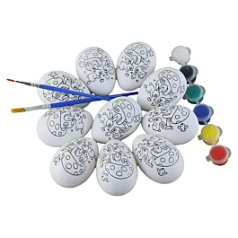 Set 10 oua albe/maro din plastic pentru pictat