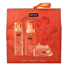 Sence Collection Caseta femei:Spuma de baie+Spray de corp+Exfoliant de corp 300+100 ml+150 g Elevate