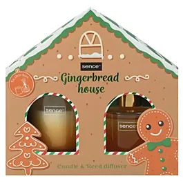 Sence Collection set de craciun:Lumanare+Odorizant cu bete 120 g+100 ml Gingerbread House